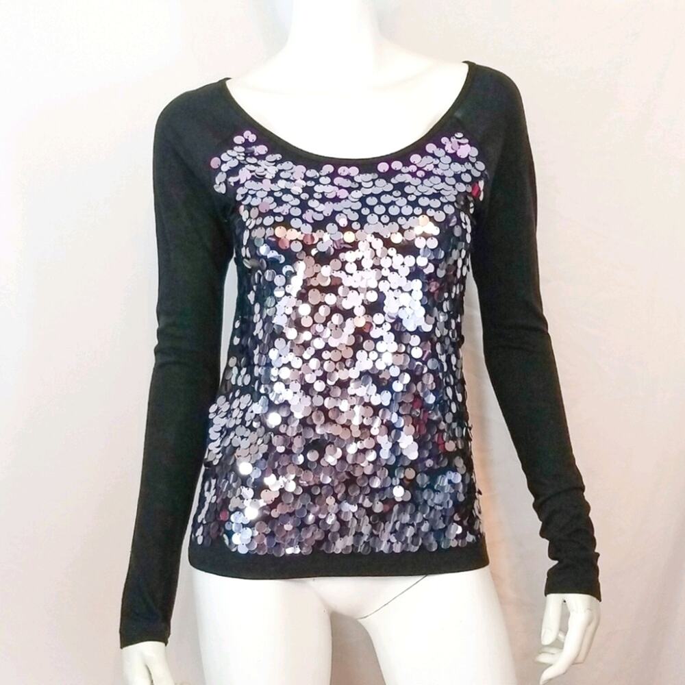 Rare Victoria's Secret Sequin Disc Raglan Top VS